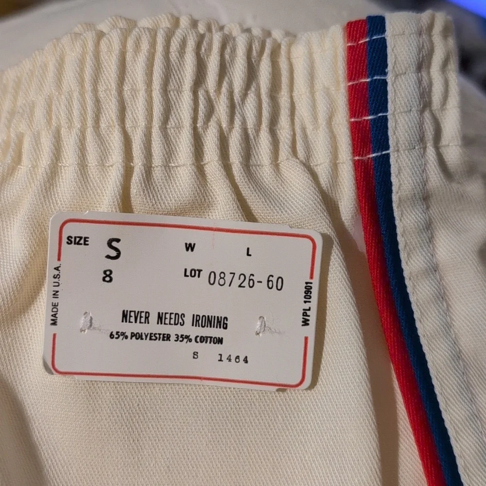 70s 80s Vintage Kids Cream‎ Striped  Athletic Shorts Size 8 NWT Summer